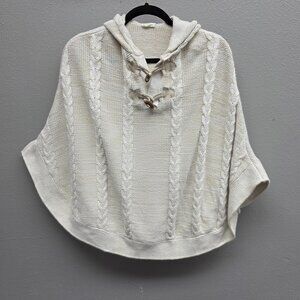 Crazy 8 Sweater Cape Girls Size 14 White Hooded Cable Knit Poncho Pullover